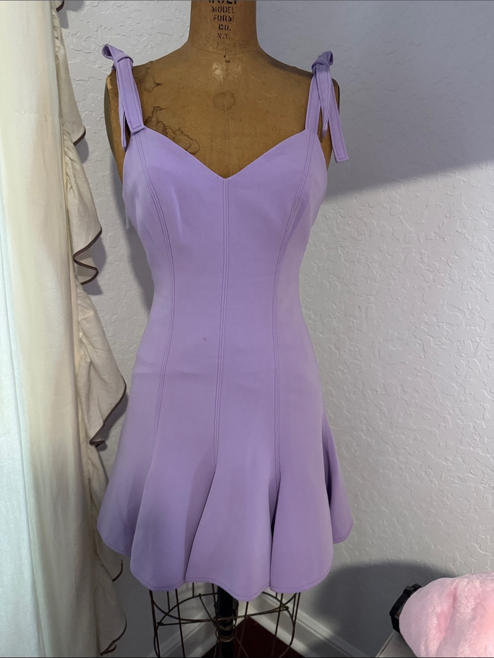 Cinq a Sept Lilac Tie-Strap Fit & Flare Dress